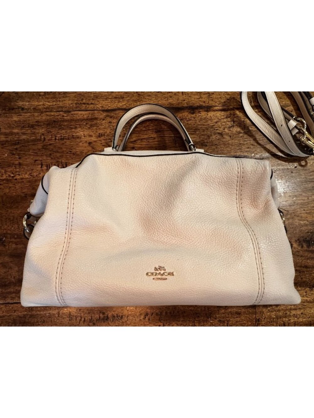 Coach Pebbled Leather Lenox Satchel F59325 With Detachable Strap Gold Hardware